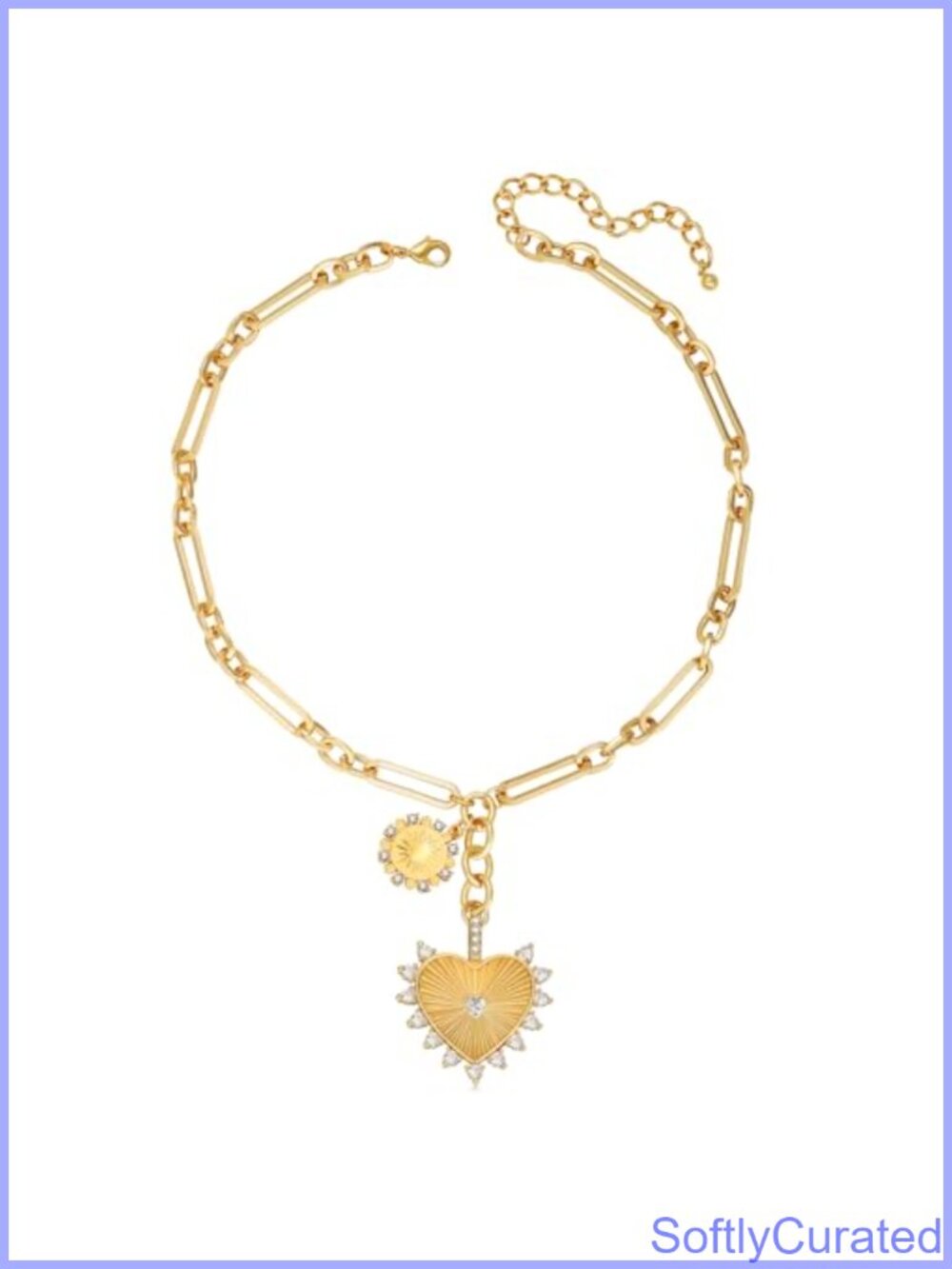 18K Gold Plated Heart Necklace Paperclip Chain Choker